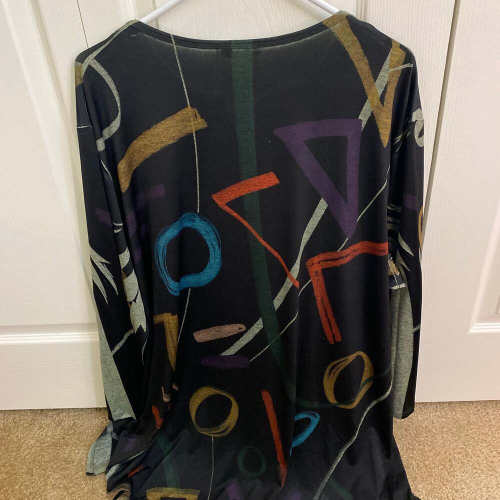 Jess & Jane Women's Lily Trio Slit V-Neck Chiffon Contrast Tunic 3X - Picture 6 of 13